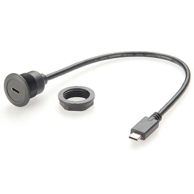 USB C Round Panel Mount Extension Cable USB3.1 Type C Male to Female Panel Mount Adapter Cable Panel Mount USB-C Extension Cable