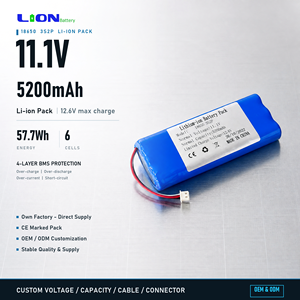 Batería Recargable de Iones de Litio de 12 Voltios, Paquete de Baterías de Iones de Litio de 12 V 5000 mAh 18650 3S2P 11.1 V 12 V, Batería de Litio de 5200 mAh para Luz LED - Product Image 1