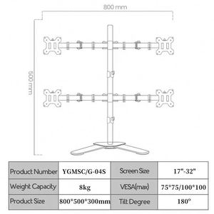 Soporte de Brazo para 4 Monitores Totalmente Ajustable, Soporta Pantallas de Computadora de 32 Pulgadas, Capacidad de Carga de 22 Libras, Brazo para Monitor Cuádruple en Stock - Product Image 6