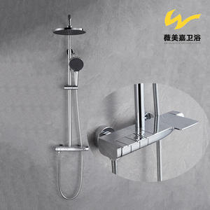 Wholesale Luxury All-Copper Piano Key Wall-Mounted Shower Set Square Gunmetal Gray Bathroom <b>Water</b> Heater Mixing Valve Faucet - Product Image 4