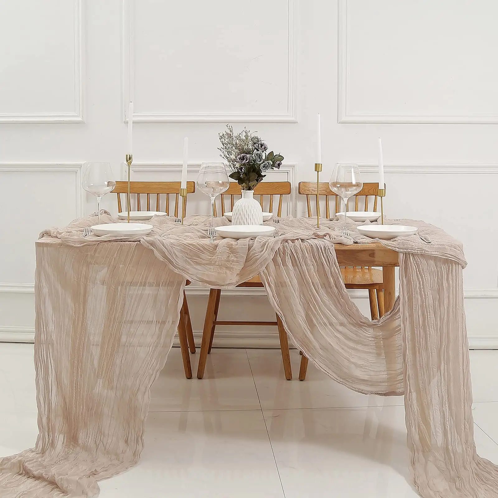 Farmhouse sage green table runner solid gauze table runner cheesecloth table runner for wedding party