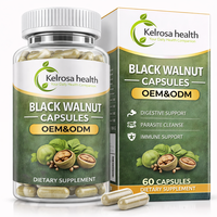 Extrait de noix noires en poudre, compléments alimentaires pour la santé intestinale, capsules d'extrait de noix noires biologiques, complément alimentaire
