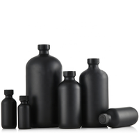 Bouteilles en verre Boston rondes noires mates de grande taille (8 oz, 16 oz, 32 oz) avec revêtement noir pour boissons, liqueurs et jus