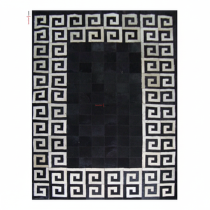 ชุดพรมหนังวัวถักลายเรขาคณิตพรมคอตตอนสำหรับออกกำลังกายทำมือเป็นมิตรกับสัตว์เลี้ยงไม่ลื่น - Product Image 1