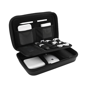 Étui de transport rigide <span class=keywords><strong>ProCase</strong></span> L noir pour appareils électroniques, organiseur portable pour MacBook, adaptateur secteur, batterie externe, souris Apple Magic, USB, fermeture éclair - Product Image 1