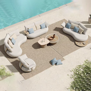 Meubles de patio extérieurs modernes et contemporains pour hôtel, en teck et aluminium, ensembles de canapés de loisirs pour usage en jardin - Product Image 6