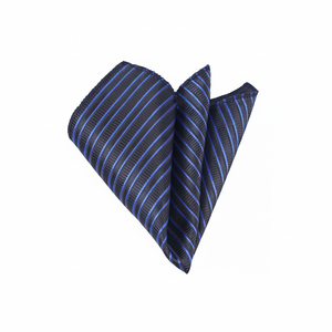 Pañuelo de Jacquard elegante con rayas azules sobre negro - Product Image 2