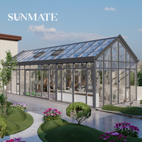 Véranda en aluminium, jardin d'hiver en verre, serre, solarium, toit de terrasse, isolation thermique extérieure, préservation de la chaleur
