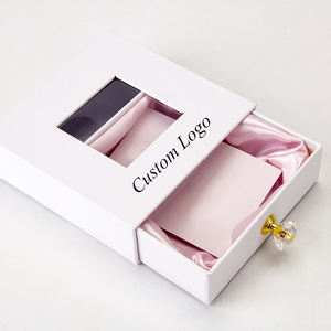Caja de regalo de joyería de PVC con ventana de papel, tipo cajón, con asa de cristal, logotipo personalizado, deslizable, para collares, pendientes y colgantes - Product Image 1