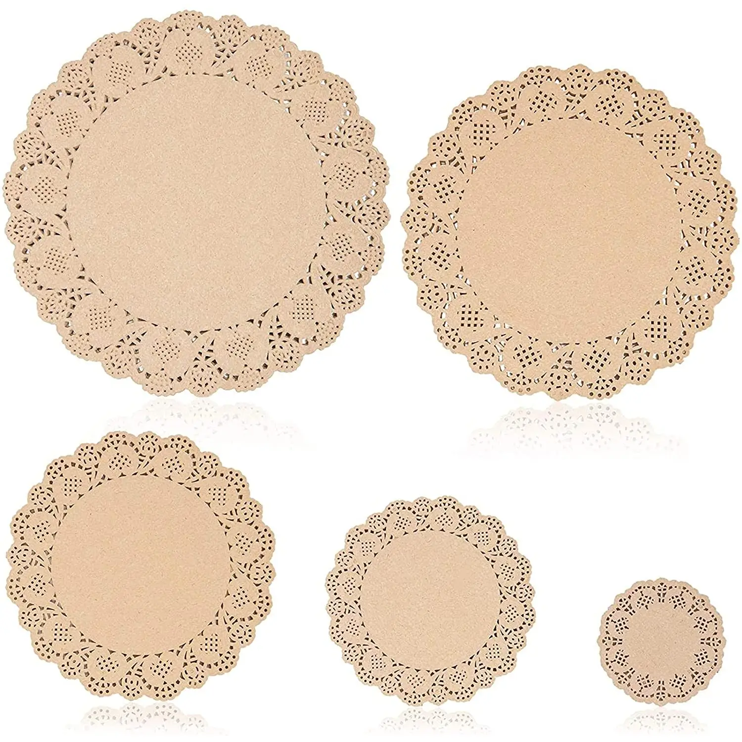 Doiles de papier dentelle, 10 pièces, en feuille d'or Rose