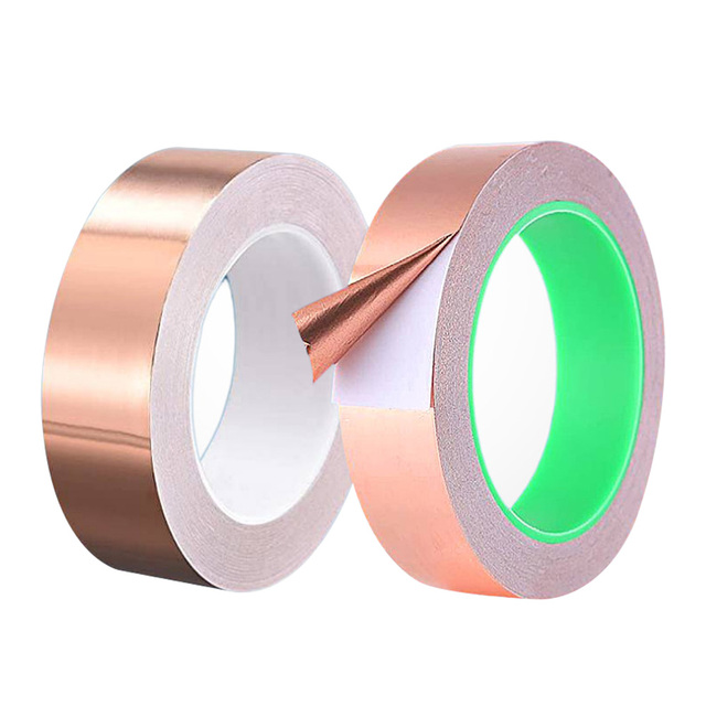 Double Conductive Copper Foil Tape Dual Conductive Pure Copper Tape Adhesion Copper Tape Roll for Earth Grounding