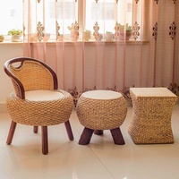 Ensemble table basse et chaises en rotin, mobilier de maison, petit ensemble de balcon en bois massif, style chinois d'inspiration zen