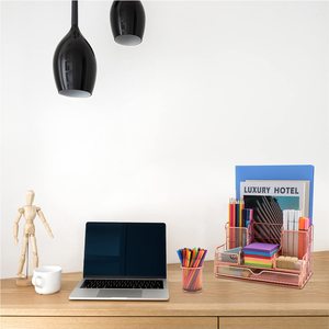<span class=keywords><strong>Organisateur</strong></span> <span class=keywords><strong>de</strong></span> <span class=keywords><strong>bureau</strong></span> moderne en métal <span class=keywords><strong>rose</strong></span> doré, accessoires <span class=keywords><strong>de</strong></span> <span class=keywords><strong>bureau</strong></span> avec 7 compartiments, porte-stylos, ensemble <span class=keywords><strong>de</strong></span> pinces, emballage personnalisé - Product Image 5
