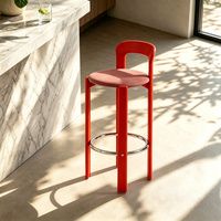 Tabouret de bar haut en bois massif de style vintage français, chaise de bar pour la maison, tabouret de bar design de style mid-century, tabouret haut avec dossier