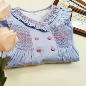 Высококачественное детское платье ручной работы с оборками на рукавах для маленьких девочек