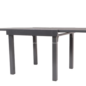 Leisure Modern Outdoor Dining Extension <b>Table</b> 90/180cm Dark Gray <b>Aluminum</b> Glass Top Metal for Parks Exteriors - Product Image 4