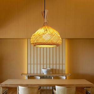 Paquete <span class=keywords><strong>de</strong></span> 2 Lámparas Colgantes Beige en Forma <span class=keywords><strong>de</strong></span> Ajo, Decoración para el Hogar, Lámpara <span class=keywords><strong>de</strong></span> Bambú Natural para Cocina, Comedor, Sala <span class=keywords><strong>de</strong></span> Estar - Product Image 2