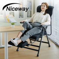 Chaise de bureau pliable en coton, dossier réglable 6 positions, confortable pour chambre, hôtel, salon