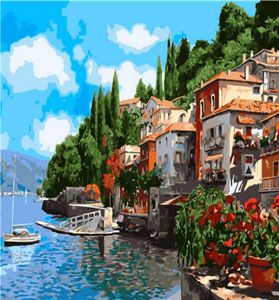 Moderno Simple sala de estar <span class=keywords><strong>paisaje</strong></span> decorativo pintado a mano <span class=keywords><strong>pintura</strong></span> al óleo Digital frente al mar retrato - Product Image 1