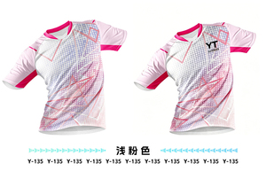 Kaos Badminton Gradasi Pink Muda Custom Logo OEM ODM, Cetak Sublimasi, Pakaian Olahraga Bernapas untuk Latihan - Product Image 3