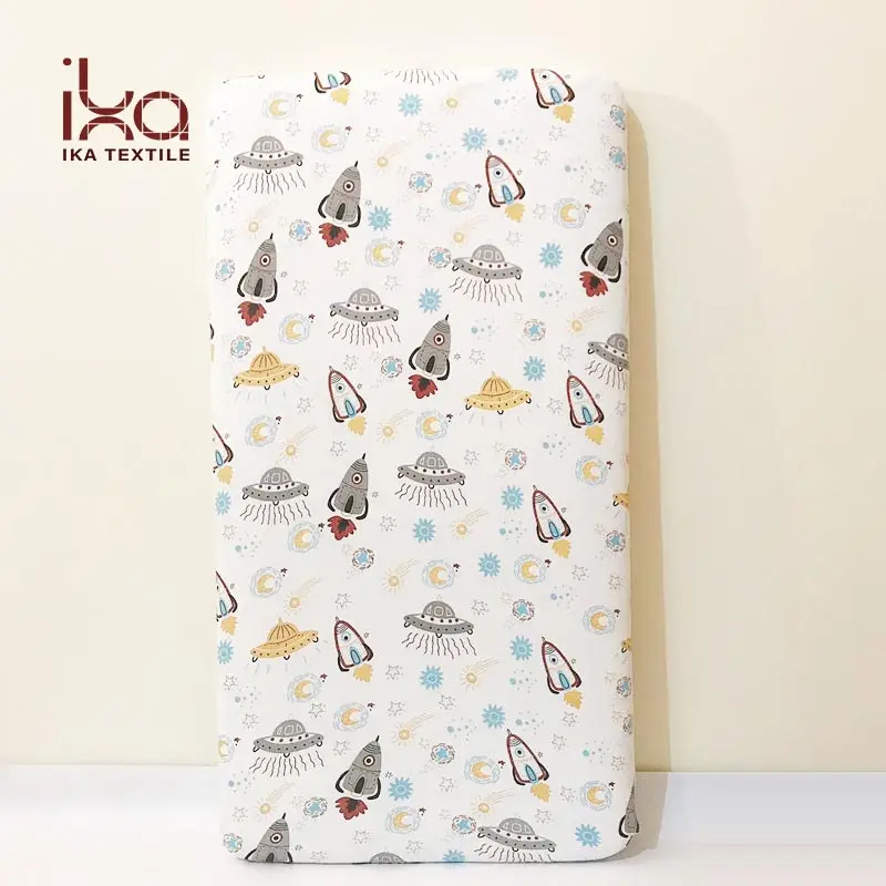Newborn Kids Mattress Protector Waterproof Baby Fitted Sheet Cartoon Printed Crib Fitted Cot Sheet 100% Cotton