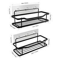 Lot de 2 paniers de rangement muraux à double niveau non pliables pour douche et cuisine, avec roulettes, en fer