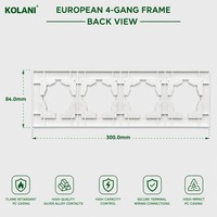 Cadre de finition vierge pour prise quadruple Kolani, norme UE, 300x84mm, ignifuge, en PC, à encastrer, avec quatre emplacements de découpe