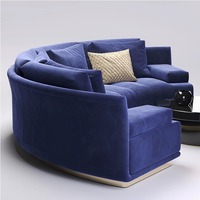 Sofá curvo moderno Sofá de sala de estar Sofá de diseño curvo de forma ovalada seccional Azul Real