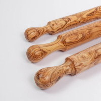 Rouleau à pâtisserie en bois d'olivier avec poignées |   Outil de cuisine tunisien fait main |   OEM / Vente en gros
