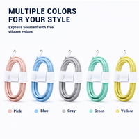 Cable de color trenzado USB tipo C, cable de carga de manga trenzada de color macarrón