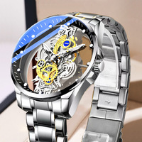 Casing Jam Tangan Mewah Emas Stainless Steel Otomatis Tahan Air Quartz untuk Pria Relojes Hombre Arloji Pria Jam Tangan