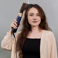 Sèche-cheveux professionnel 6-en-1 à air chaud, design POP, avec brosse motorisée, boucleur et lisseur multi-usages
