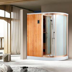 Luxus moderne Indoor Dry Wet kombinierte Holz sauna Dampf duschkabine Freistehende Hotel Whirlpools Badewannen Massage funktion - Product Image 2