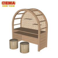 EMA 2025 Établi créatif pour enfants avec rangement d'outils et tabourets Jeu de rôle Station de travail du bois pour le jardin