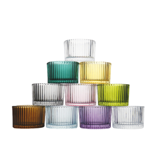 Tái Sử Dụng Đầy Màu Sắc Bảng Trung Tâm Trà Ánh Sáng Hương Liệu Người Giữ Ngọn Nến Sọc Dọc Nến Thủy Tinh Lọ - Product Image 1