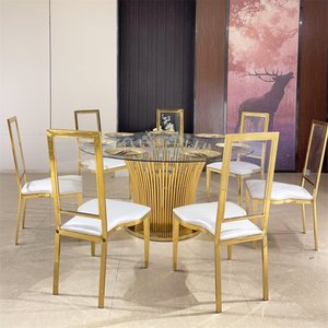 Meubles de réception de luxe Décorations Événement Banquet En Acier Inoxydable Blanc Mariage Mdf Top <span class=keywords><strong>Tables</strong></span> De Mariage - Product Image 6