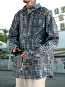 Camicie da uomo con bottoni e pantaloni a manica <span class=keywords><strong>lunga</strong></span> Casual <span class=keywords><strong>camicia</strong></span> da vacanza da uomo <span class=keywords><strong>camicia</strong></span> da uomo a quadri Top Top Top da uomo - Product Image 3