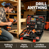 Ensemble d'outils professionnels de 90 pièces pour perceuse électrique en acier au carbone, avec batterie au lithium et mallette de transport, tournevis inclus pour la réparation domestique et le bricolage