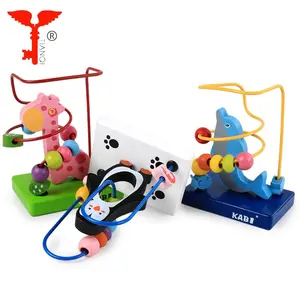 Educational treading toy color bead mini maze bead toys toddler wooden bead maze toy