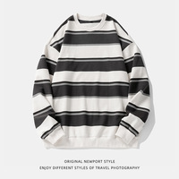 American Retro Style Pullover Hoodie pour Hommes Femmes Contrast Stripes Design Loose Casual Jacket Long 100% Cotton Terry XS-XL for