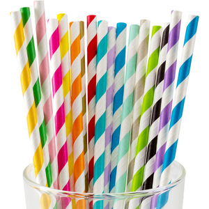 Paper Straw 216mm Disposable Biodegradable Striped For Party Beverage Use - Product Image 2