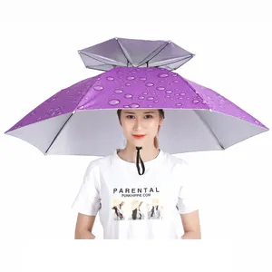 Outdoor Umbrella Hat Novelty Foldable Sun&rainy Day Hands Free Folding&waterproof Multicolor Hat Umbrella