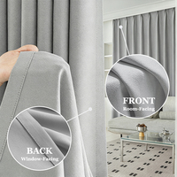Rideaux occultants isolants écologiques en polyester 100 % double face épaissi, protection solaire, finition à œillets, produits finis
