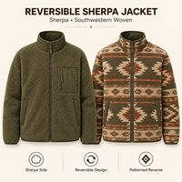 Veste polaire vintage pour homme, style sud-ouest, réversible, en sherpa, manteau d'hiver, fermeture éclair intégrale, décontracté, pour l'extérieur, vente en gros, OEM, ODM