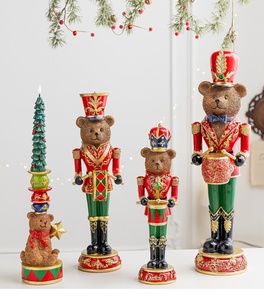 Nouvelle figurine de soldat ours casse-noisette en résine de style américain-nordique, porte-bougie, détails dorés peints à la main, pour entrée - Product Image 6