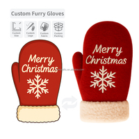 Gants de Noël en peluche personnalisés, mitaines d'hiver chaudes avec motif de broderie de flocon de neige
