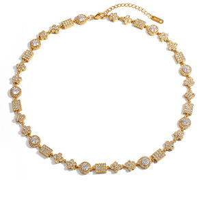 สร้อยคอเพชร ชุบทอง 18k ทรงปรินเซสคัท เครื่องประดับงานแต่งงาน รูปทรงตัวยู ดีไซน์เรขาคณิต - Product Image 5