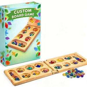 Custom Classic Board Game Strategy <b>Table</b> Game with <b>Folding</b> Wooden Board Multi Color Stones for Friends Family Game Night Travel - Product Image 1