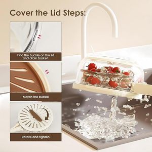 Nuevo Escurridor y Colador de Plástico 2 en 1 Multifunción 2024, Cesta de Drenaje, Tazón para Lavar Frutas con Colador, Tazón Escurridor de Frutas - Product Image 3