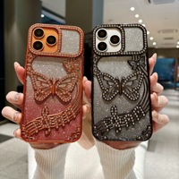 Lüks Elmas Detaylı Kelebek Desenli iPhone 17 Pro Max 17 Air 17 16 15 14 13 12 11 İçin Bling Simli Arka Kapaklı Telefon Kılıfı